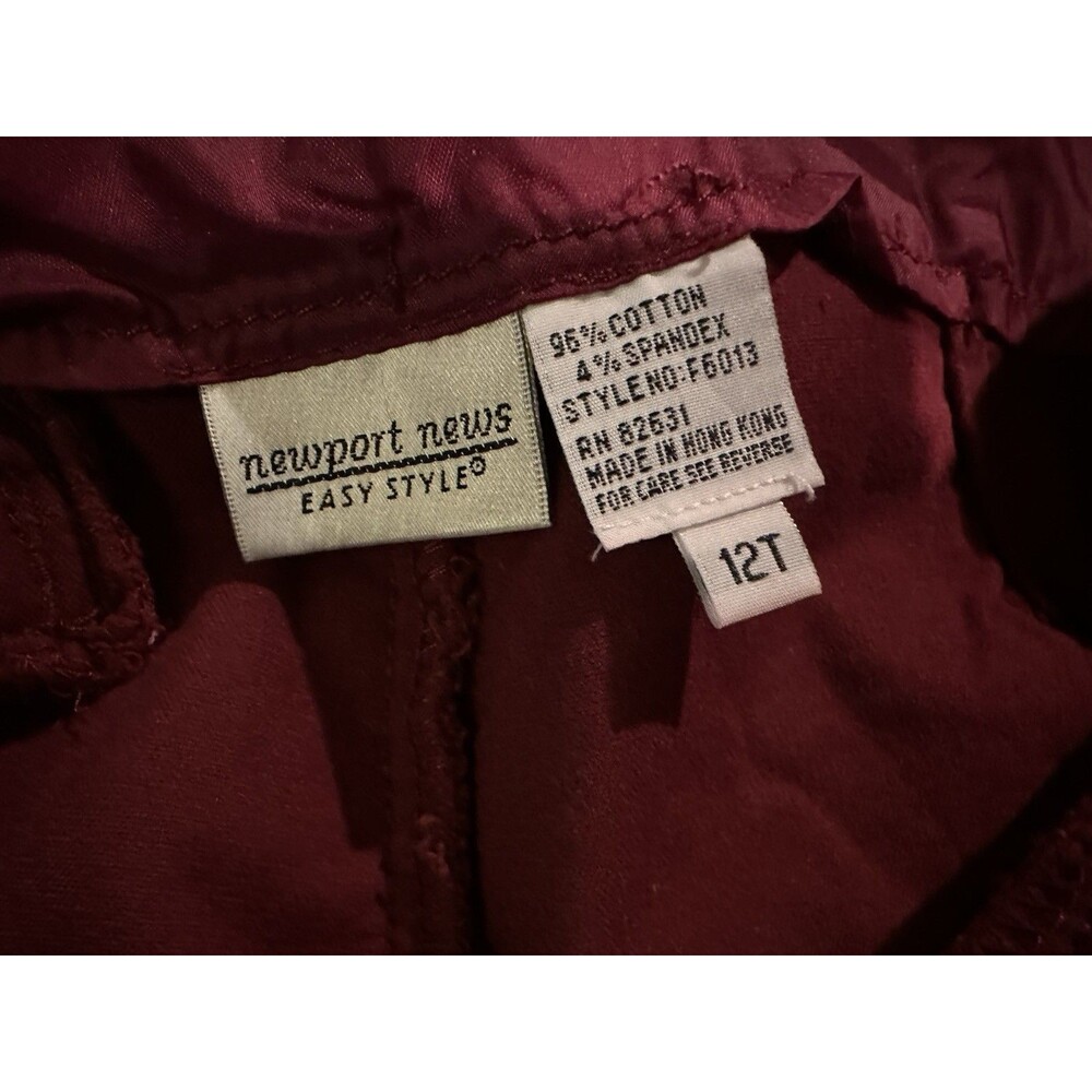 Newport News Burgundy Velvet Pants Size 12 Tall Straight Leg - Picture 3 of 6
